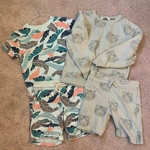 4/5 Kids Summer Sets with Leaf and Tiger Print